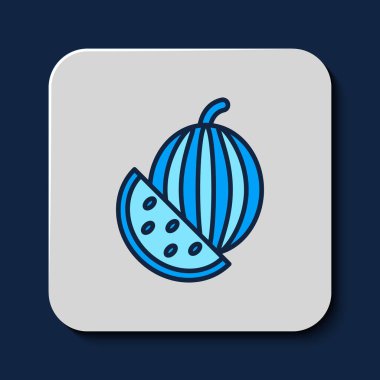 Doldurulmuş karpuz simgesi mavi arkaplanda izole edildi. Vektör