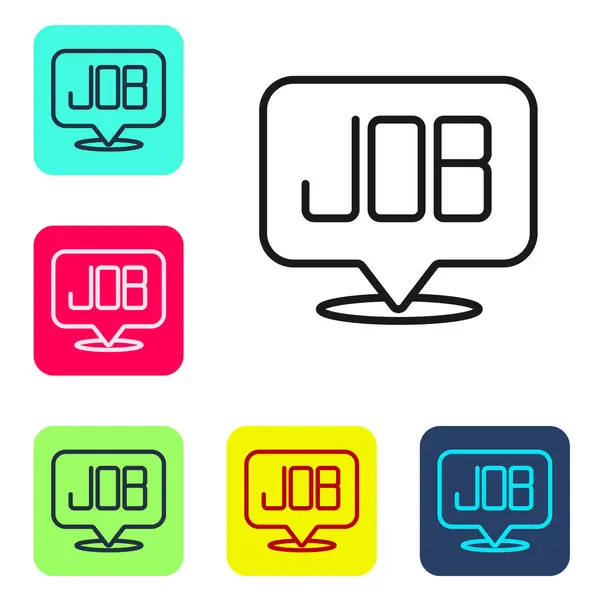 Black Line Search Job Icon Isolated White Background Recruitment Selection — ストックベクタ