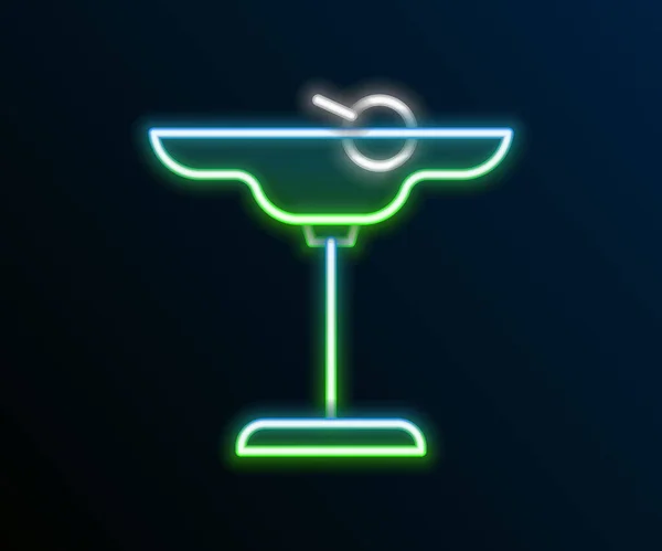 Gloeiende Neon Lijn Margarita Cocktailglas Met Kalk Icoon Geïsoleerd Zwarte — Stockvector