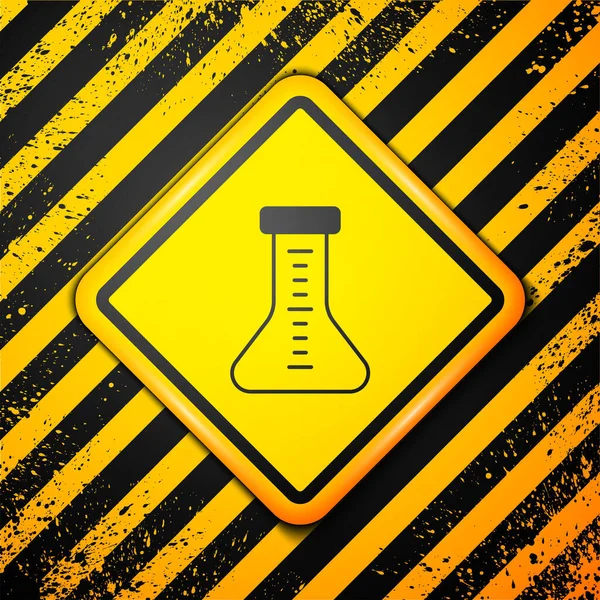 Černá Zkumavka Baňka Chemické Laboratorní Zkušební Ikona Izolované Žlutém Pozadí — Stockový vektor
