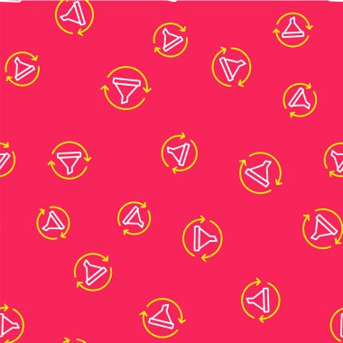 Çizgi Satış hunisi, pazarlama ve girişim simgesi grafiği ile kırmızı arkaplanda izole edilmiş kusursuz desen. Bilgi şablonu. Vektör