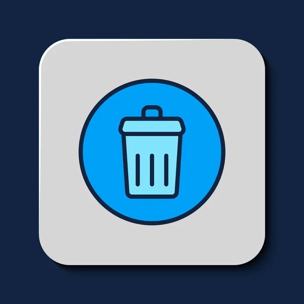 Filled Outline Trash Can Icon Isolated Blue Background Garbage Bin — Stock Vector