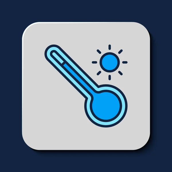 Filled Outline Meteorology Thermometer Measuring Heat Cold Icon Isolated Blue — ストックベクタ