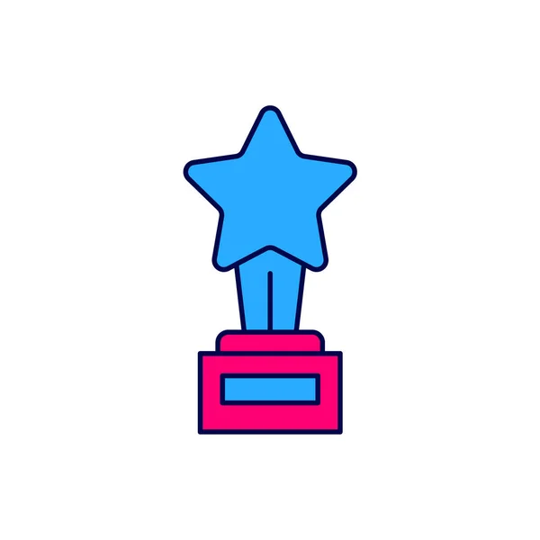 Filled Outline Movie Trophy Icon Isolated White Background Academy Award — 图库矢量图片