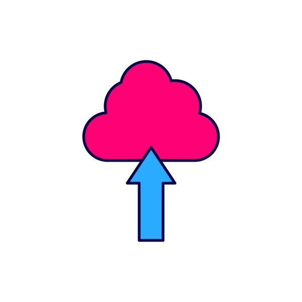 Contour Rempli Icône Téléchargement Cloud Isolé Sur Fond Blanc Vecteur — Image vectorielle