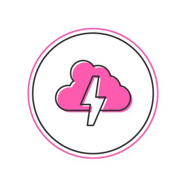 Doldurulmuş Storm simgesi beyaz arkaplanda izole edildi. Bulut ve şimşek işareti. Fırtınanın hava durumu ikonu. Vektör