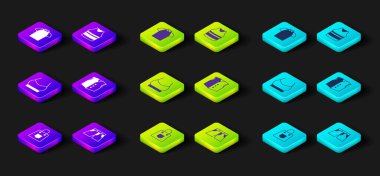 Çanta, kısa pantolon, kadın bluzu, yelek, atlet ve polo ikonu. Vektör