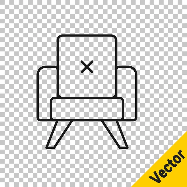 Black Line Sessel Symbol Isoliert Auf Transparentem Hintergrund Vektor — Stockvektor
