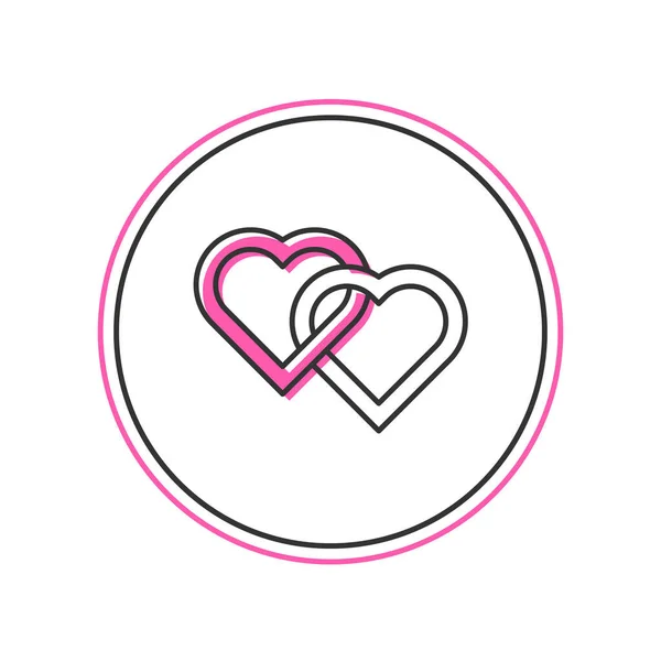 Filled Outline Two Linked Hearts Icon Isolated White Background Romantic — Stock Vector