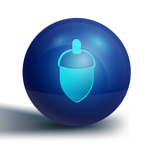 Синий Значок Желудь Изолирован Белом Фоне Синяя Кнопка Круга Вектор — стоковый вектор
