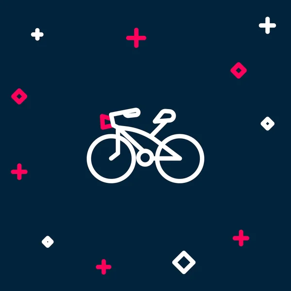 Línea Bicicleta Icono Aislado Sobre Fondo Azul Carrera Bicicletas Deporte — Vector de stock