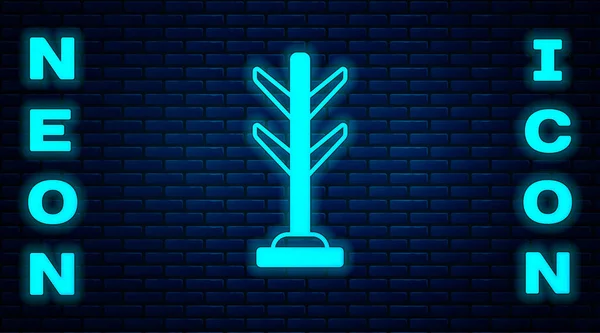 Leuchtende Neon Coat Stand Symbol Isoliert Auf Backsteinwand Hintergrund Vektor — Stockvektor