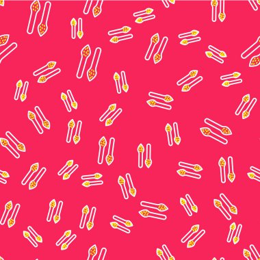 Kuşkonmaz çizgisi simgesi kırmızı arkaplanda izole edilmiş. Çiftlik pazarı menüsü için sebze. Sağlıklı yiyecekler. Vektör