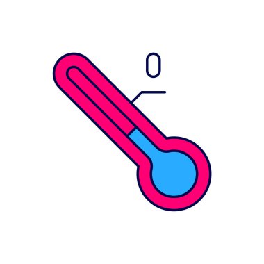 Meteoroloji termometresi doldurulmuş beyaz arkaplanda izole edilmiş ikon. Termometre termometresi sıcak ya da soğuk hava gösteriyor. Vektör