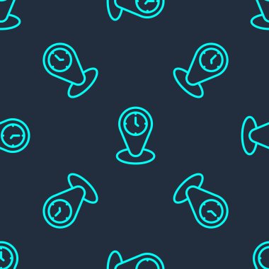 Yeşil çizgi Zaman dilimi simgesi mavi arkaplanda izole edilmiş kusursuz desen. Vektör