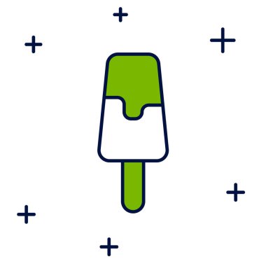 Doldurulmuş ana hatlı dondurma simgesi beyaz arkaplanda izole edilmiş. Güzel sembol. Vektör