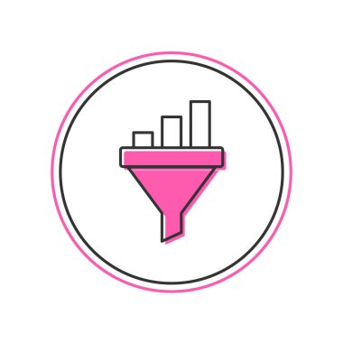 Taslak satış hunisi, beyaz arka planda izole edilmiş pazarlama ve başlangıç iş simgesi grafiği ile dolduruldu. Bilgi şablonu. Vektör