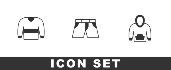 Set Trui Short Broek Hoodie Icoon Vector — Stockvector