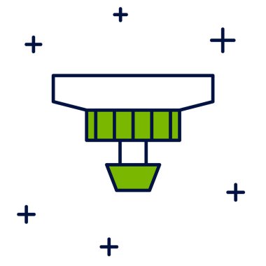 Doldurulmuş Duman Alarm Sistemi simgesi beyaz arkaplanda izole edildi. Duman dedektörü. Vektör