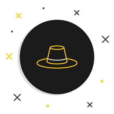 Beyaz arka planda izole edilmiş kurdele ikonlu Çizgi Adam şapkası. Renkli taslak konsepti. Vektör