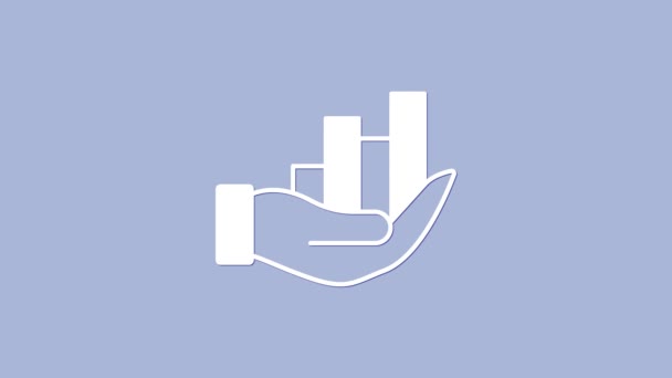 Инфографический Значок White Pie Диаграммы Выделен Фиолетовом Фоне Знак Диаграммы — стоковое видео