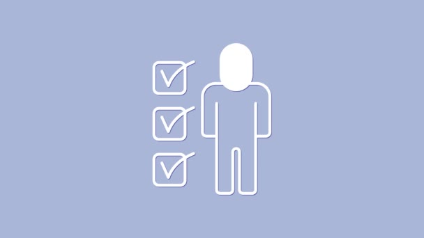 白色的Resume图标孤立在紫色背景 Cv申请 搜寻专业人员 分析人员恢复 4K视频运动图形动画 — 图库视频影像