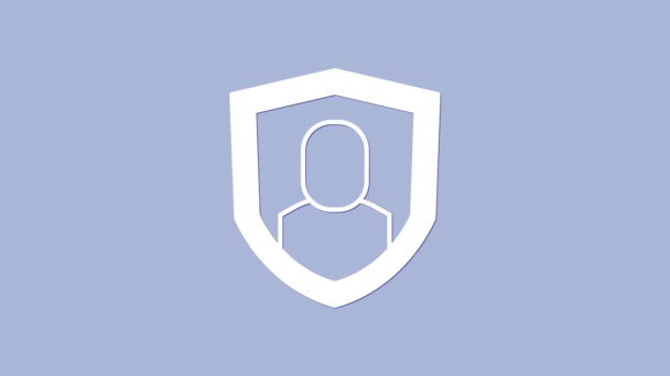Bílá Ikona Ochrany Uživatele Izolovaná Fialovém Pozadí Bezpečné Přihlášení Uživatele — Stock video