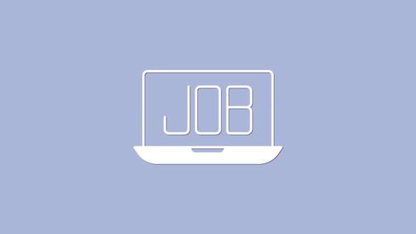 White Search Job Icoon Geïsoleerd Paarse Achtergrond Aanwerving Selectie Concept — Stockvideo