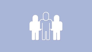 Beyaz Proje ekip taban simgesi mor arkaplanda izole edildi. İş analizi ve planlama, danışmanlık, takım çalışması, proje yönetimi. Geliştiriciler. 4K Video hareketli grafik canlandırması.