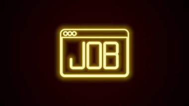 Parlayan neon hattı arama simgesi siyah arkaplanda izole edildi. İşe alım ya da seçim konsepti. İş için insan kaynakları ve adam toplama. 4K Video hareketli grafik canlandırması.