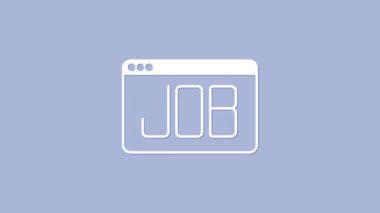 Beyaz Arama görev simgesi mor arkaplanda izole edildi. İşe alım ya da seçim konsepti. İş için insan kaynakları ve adam toplama. 4K Video hareketli grafik canlandırması.