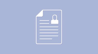 Beyaz Kalan simgesi mor arkaplanda izole edildi. Özgeçmiş başvurusu. Profesyonel personel aranıyor. Personel analizi devam ediyor. 4K Video hareketli grafik canlandırması.