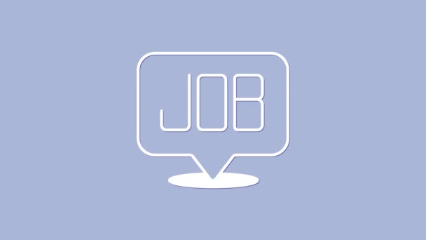 White Search Job Icoon Geïsoleerd Paarse Achtergrond Aanwerving Selectie Concept — Stockvideo