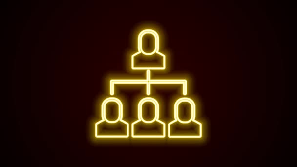 Leuchtende Neon Linie Business Hierarchie Organogramm Diagramm Infografik Symbol Isoliert — Stockvideo