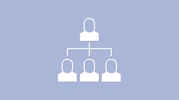 White Business Hierarchie Organogrammdiagramm Infografik Symbol Isoliert Auf Violettem Hintergrund — Stockvideo