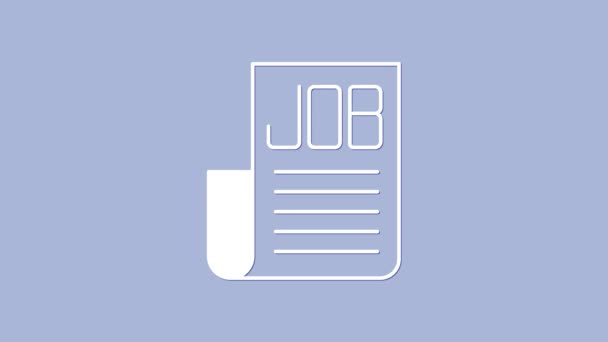 Λευκό Εικονίδιο Εργασίας Αναζήτησης Απομονώνονται Μωβ Φόντο Έννοια Πρόσληψης Επιλογής — Αρχείο Βίντεο