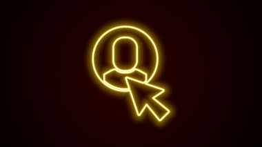 Parlayan neon hattı İşçi simgesi siyah arkaplanda izole edildi. İş simgesi kullanıcı profili simgesi simgesi. Erkek kullanıcı işareti. 4K Video hareketli grafik canlandırması.