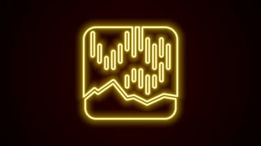 Parlayan neon hattı Kuzey ışıkları simgesi siyah arkaplanda izole edildi. 4K Video hareketli grafik canlandırması.