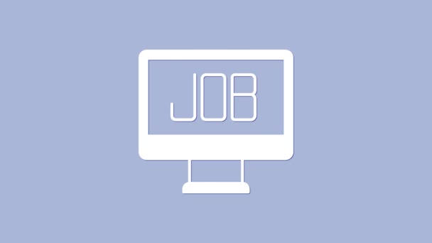 White Search Jobsymbol Isoliert Auf Violettem Hintergrund Rekrutierungs Oder Auswahlkonzept — Stockvideo