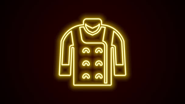 ネオンラインの輝き黒い背景に隔離されたセーターアイコン プルオーバーアイコン 4Kビデオモーショングラフィックアニメーション — ストック動画