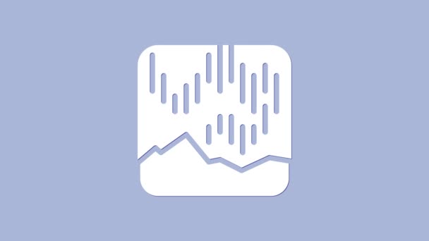 白色北极光图标隔离在紫色背景 4K视频运动图形动画 — 图库视频影像