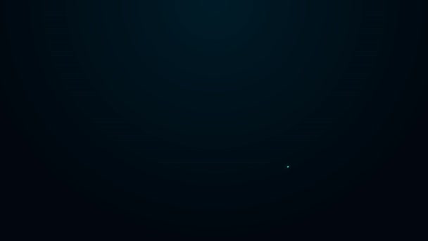 Gloeiende Neon Lijn Bont Zeehond Pictogram Geïsoleerd Zwarte Achtergrond Video — Stockvideo