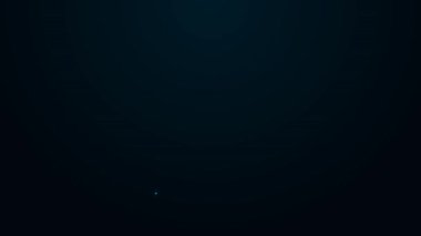 Glowing neon line Viking head icon isolated on black background. 4K Video motion graphic animation.
