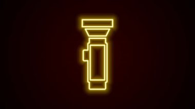 Parlayan neon hattı fener simgesi siyah arkaplanda izole edildi. 4K Video hareketli grafik canlandırması.