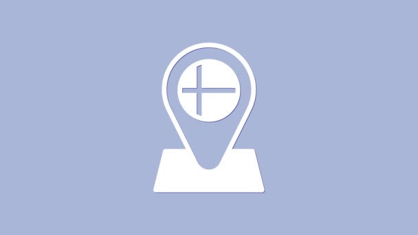 白色位置标识 圆圆的冰岛船旗国在紫色背景上孤立 4K视频运动图形动画 — 图库视频影像
