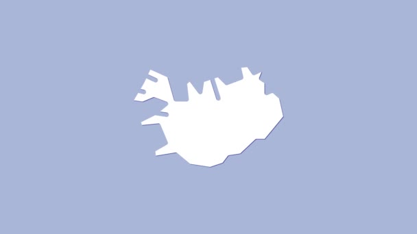 Mapa Branco Islândia Ícone Isolado Fundo Roxo Animação Gráfica Movimento — Vídeo de Stock