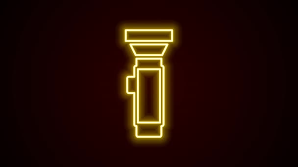 Luminoso Neon Linea Icona Torcia Isolata Sfondo Nero Animazione Grafica — Video Stock