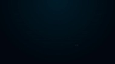 Parlayan neon hattı Beanie şapka simgesi siyah arkaplanda izole edildi. 4K Video hareketli grafik canlandırması.