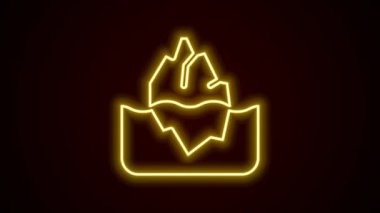 Parlayan neon hattı Iceberg simgesi siyah arkaplanda izole edildi. 4K Video hareketli grafik canlandırması.