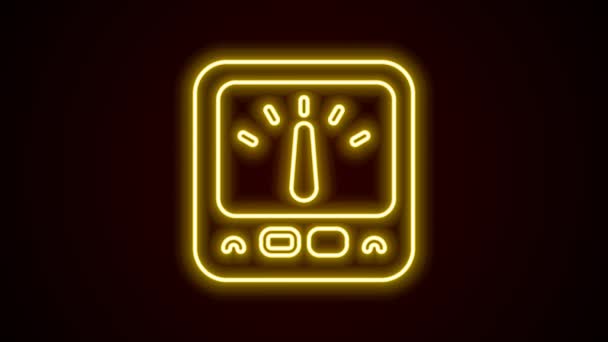 Parlayan Neon Hattı Ampere Metre Multimetre Voltmetre Simgesi Siyah Arkaplanda — Stok video